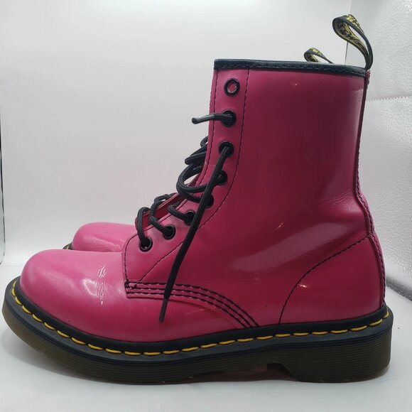 Dr Doc Martens 1460 Y Candy Pink Women's Boots Size 7 US Lace Up - Picture 8 of 12